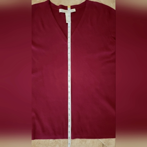 NWOT French Laundry XL V-Neck Sweater 3/4 Sleeve Burgandy Maroonhi - Picture 6 of 12